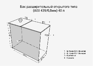 Бак для воды Везувий расширительный открытого типа 40 л