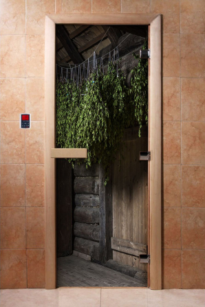 Стеклянные двери DoorWood с фотопечатью А002, коробка ольха